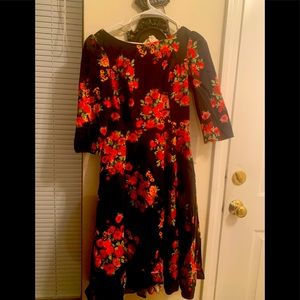 Hearts and roses floral boatneck dress